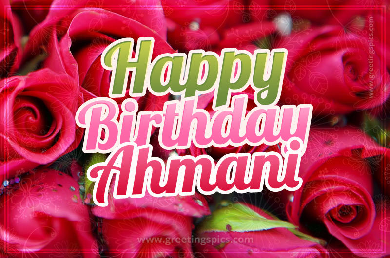 Happy Birthday Ahmani beautiful Image with red roses