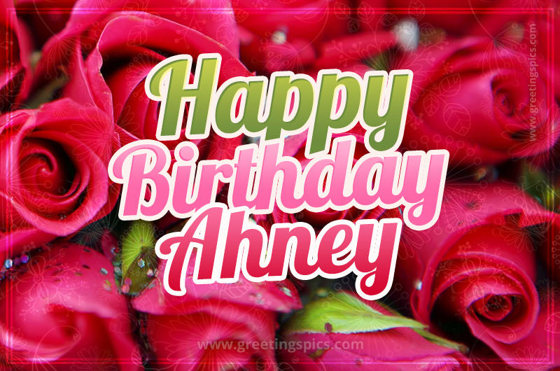 Happy Birthday Ahney beautiful Image with red roses