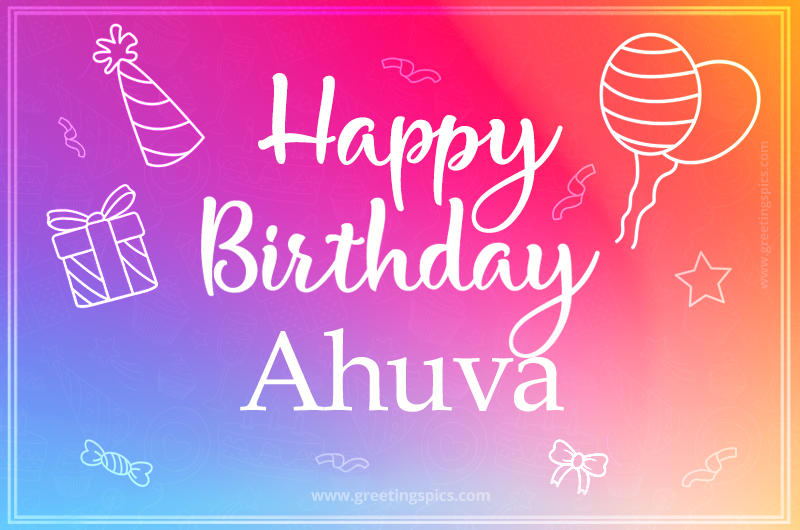 Colorful Happy Birthday Card For Ahuva