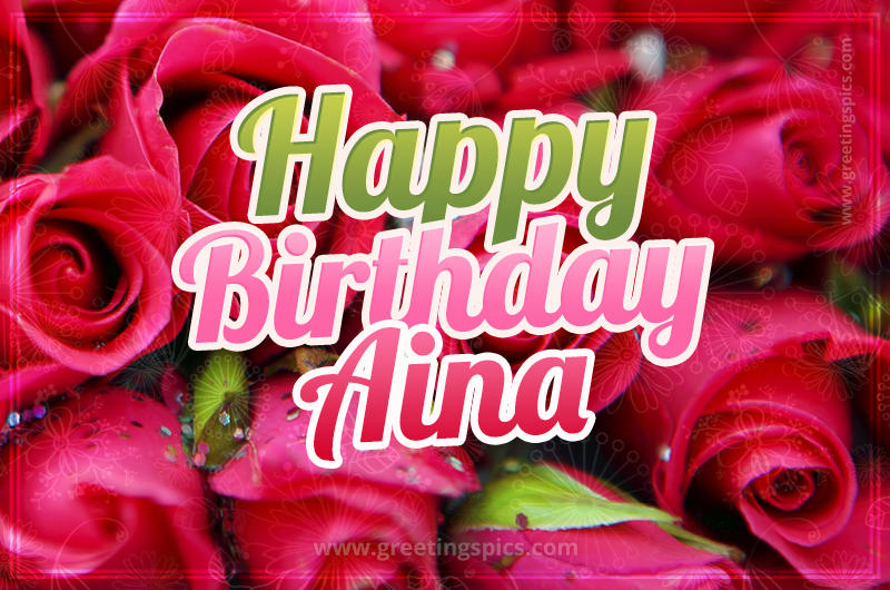 Happy Birthday Aina beautiful Image with red roses