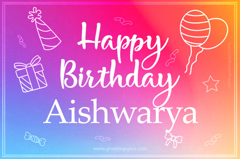 Colorful Happy Birthday Card For Aishwarya