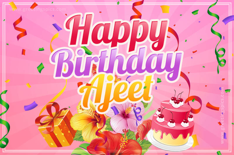 Beautiful Birthday Card for Ajeet with pink background