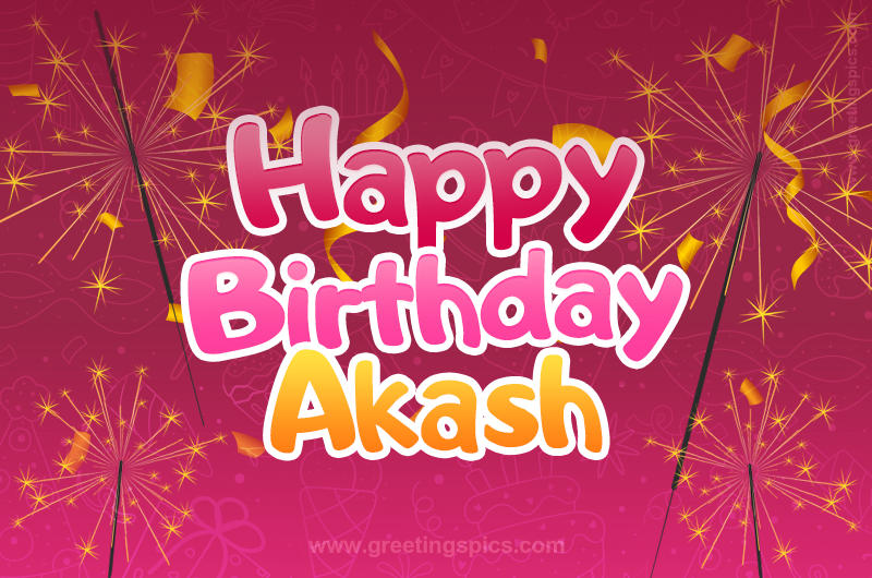 Happy Birthday Akash Image with sparklers