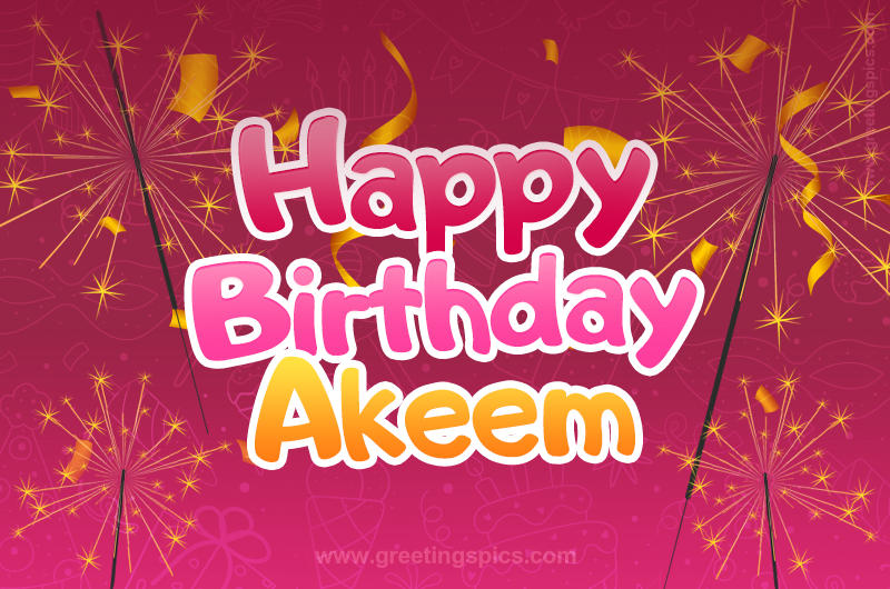 Happy Birthday Akeem Image with sparklers