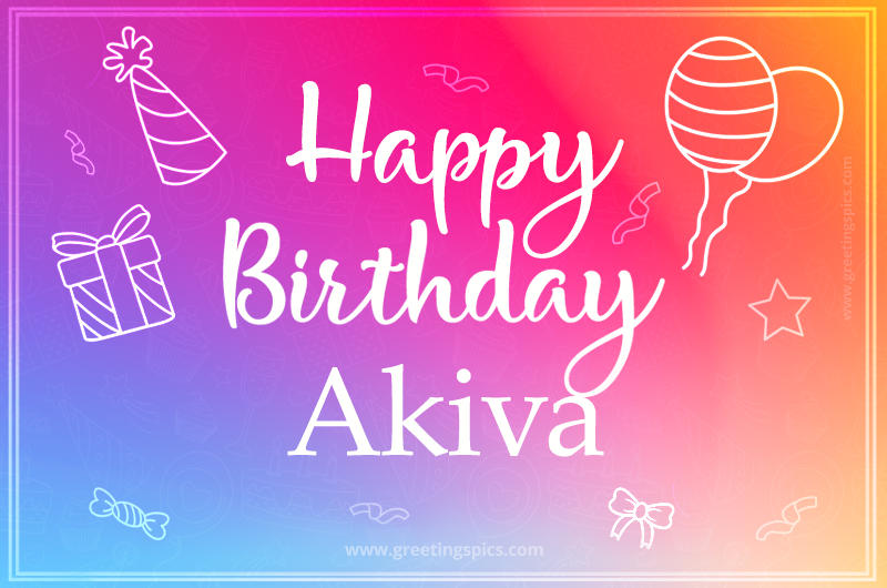 Colorful Happy Birthday Card For Akiva