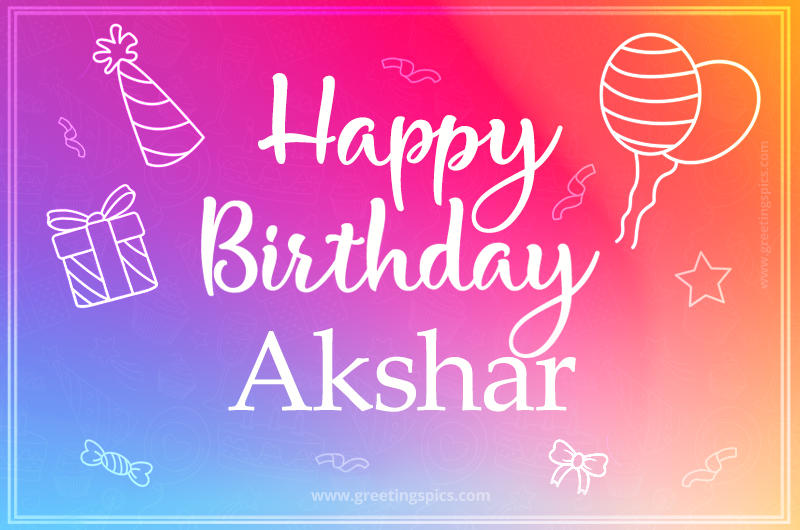 Colorful Happy Birthday Card For Akshar