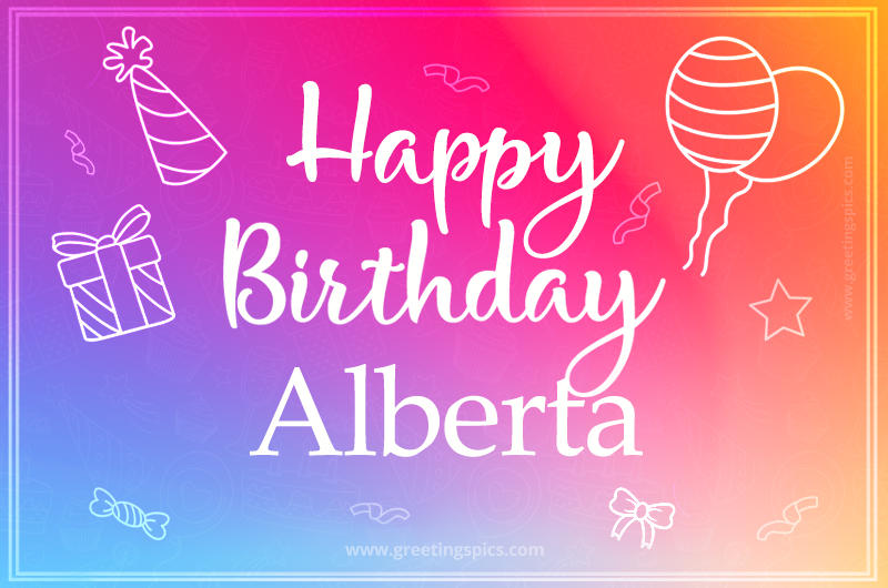 Colorful Happy Birthday Card For Alberta