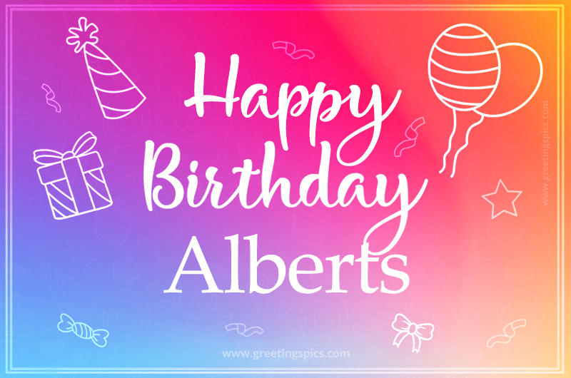 Colorful Happy Birthday Card For Alberts