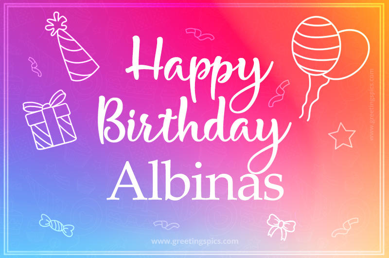 Colorful Happy Birthday Card For Albinas