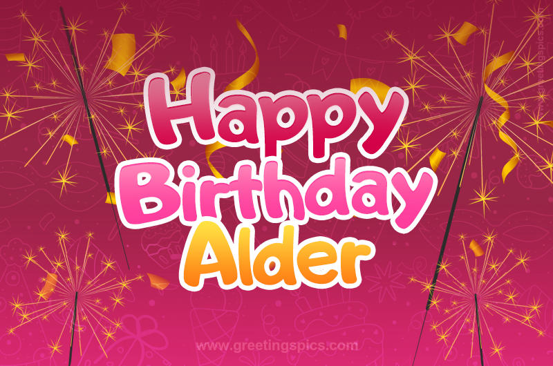 Happy Birthday Alder Image with sparklers