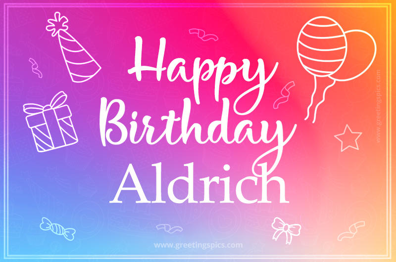 Colorful Happy Birthday Card For Aldrich