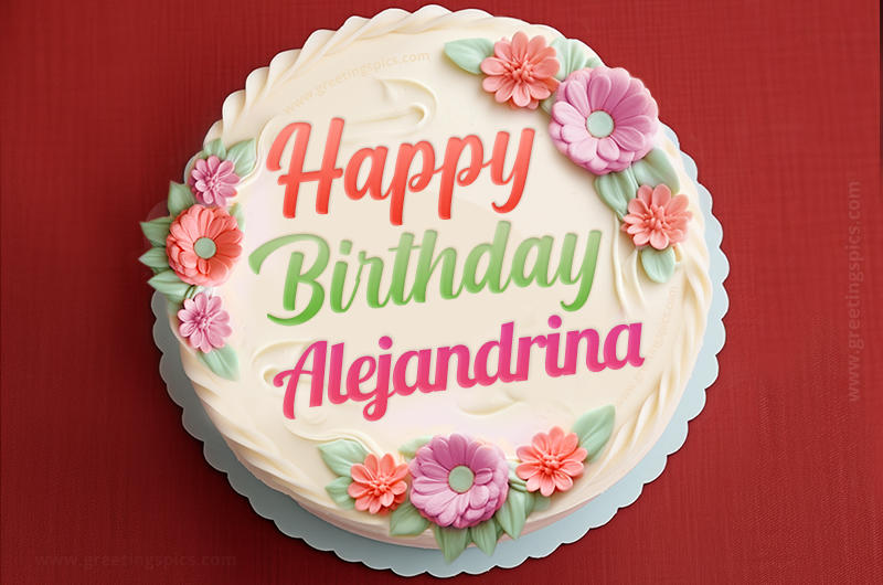 Happy Birthday Alejandrina Cake Image With Name