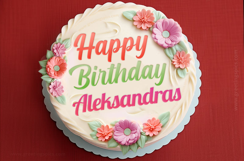 Happy Birthday Aleksandras Cake Image With Name