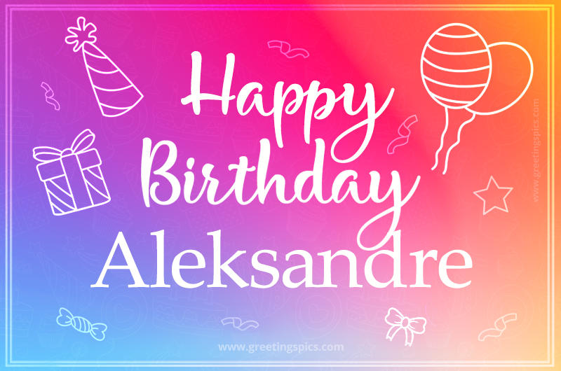 Colorful Happy Birthday Card For Aleksandre