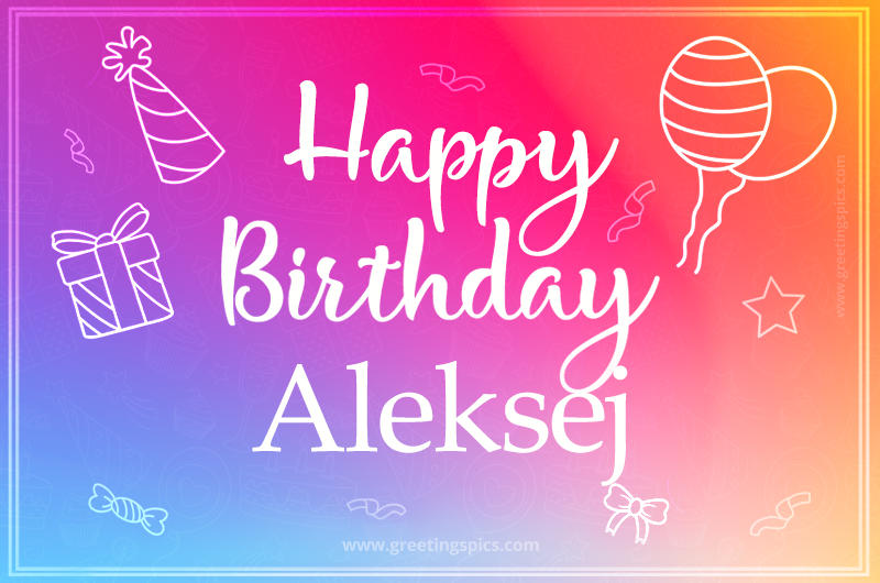 Colorful Happy Birthday Card For Aleksej