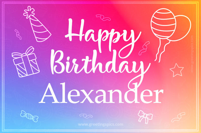 Colorful Happy Birthday Card For Alexander