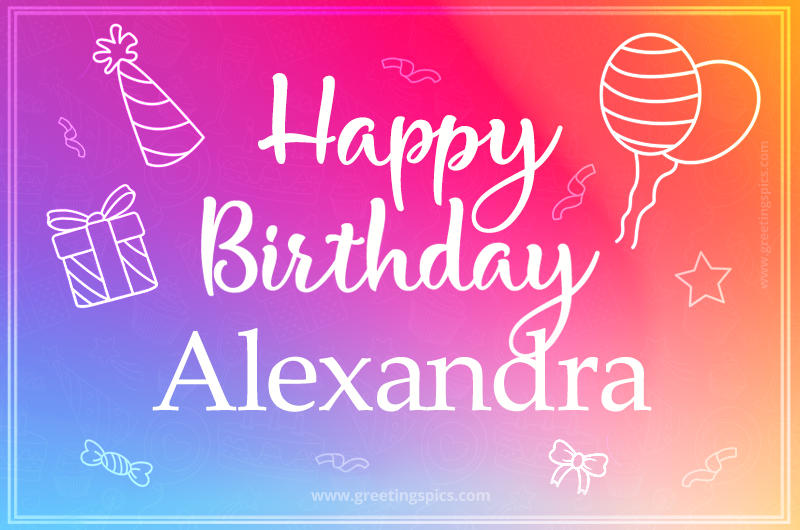 Colorful Happy Birthday Card For Alexandra