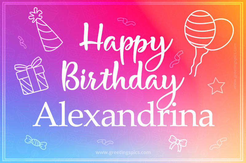 Colorful Happy Birthday Card For Alexandrina