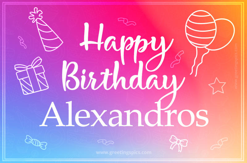 Colorful Happy Birthday Card For Alexandros