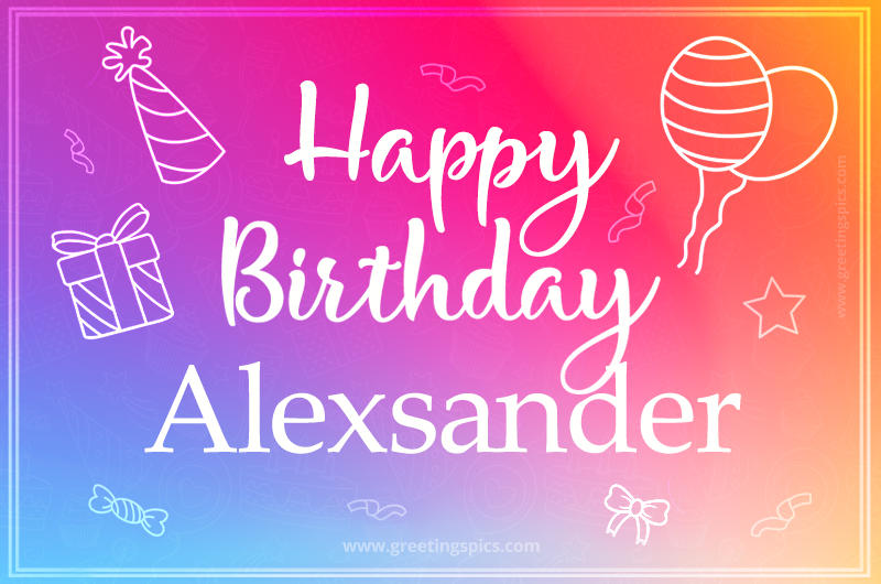 Colorful Happy Birthday Card For Alexsander