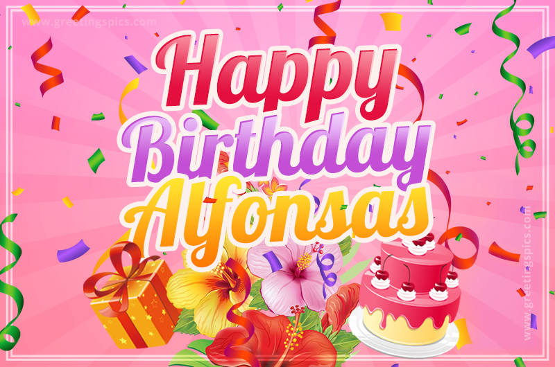 Beautiful Birthday Card for Alfonsas with pink background