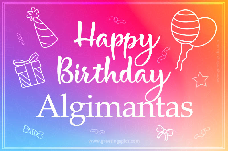 Colorful Happy Birthday Card For Algimantas