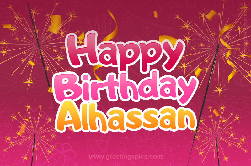 Happy Birthday Alhassan Image with sparklers