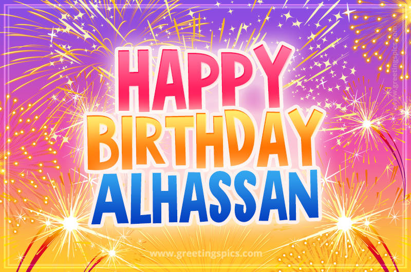 Happy Birthday Alhassan Picture with fireworks