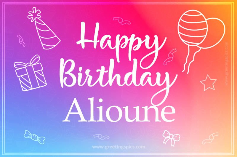 Colorful Happy Birthday Card For Alioune