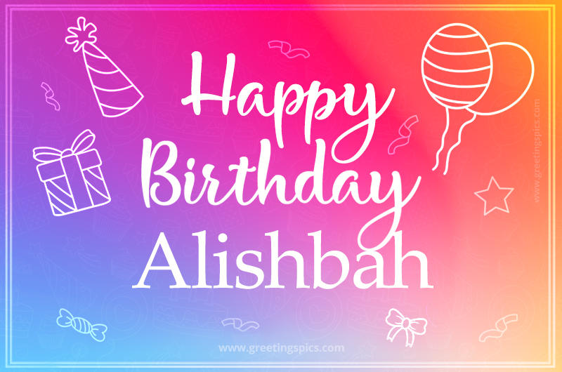 Colorful Happy Birthday Card For Alishbah