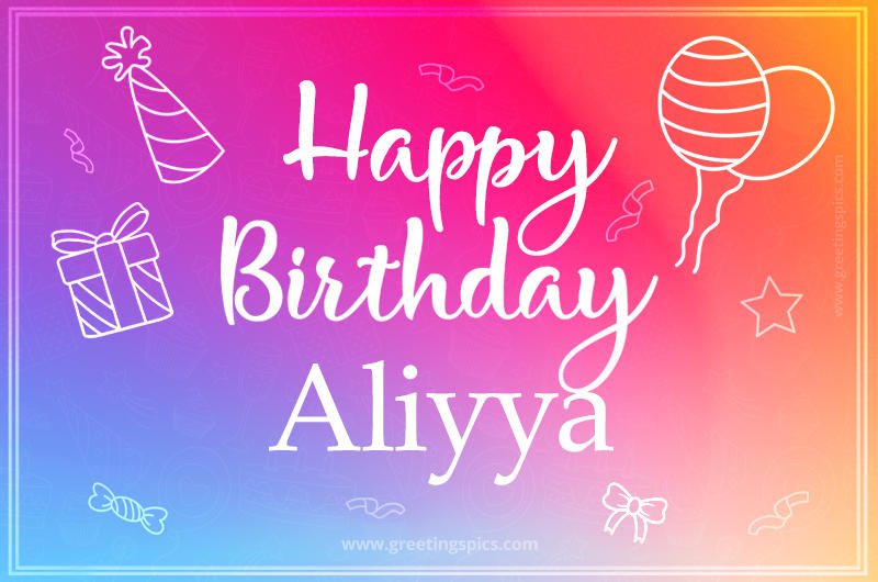 Colorful Happy Birthday Card For Aliyya