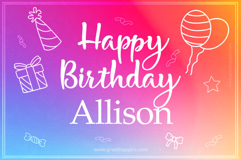 Colorful Happy Birthday Card For Allison