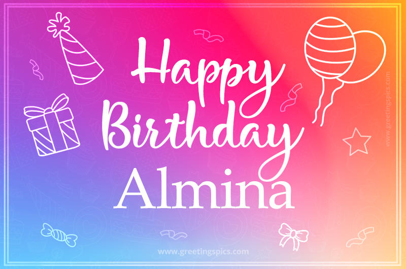 Colorful Happy Birthday Card For Almina