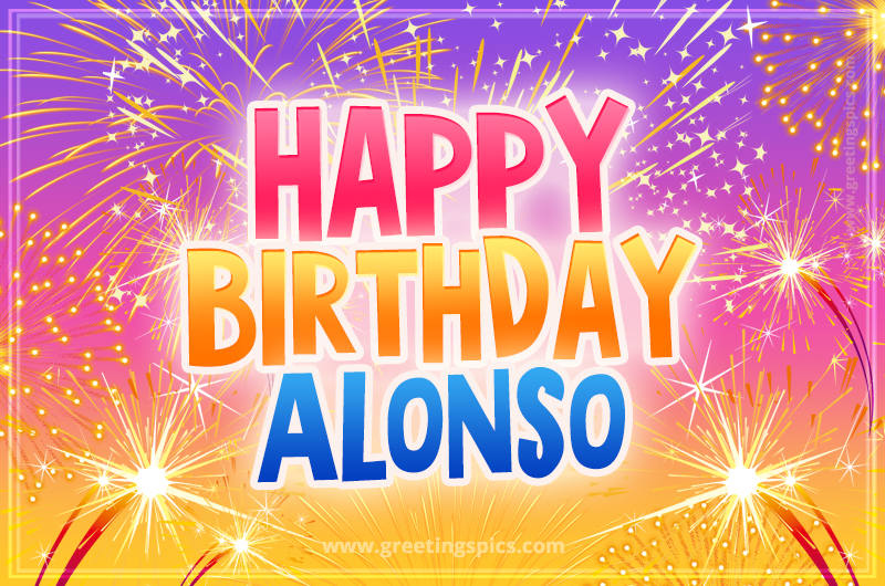 Happy Birthday Alonso Picture with fireworks