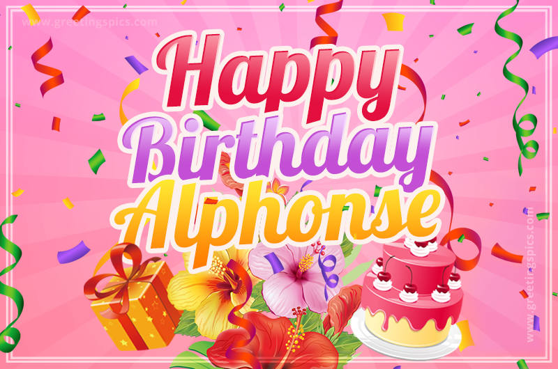 Beautiful Birthday Card for Alphonse with pink background