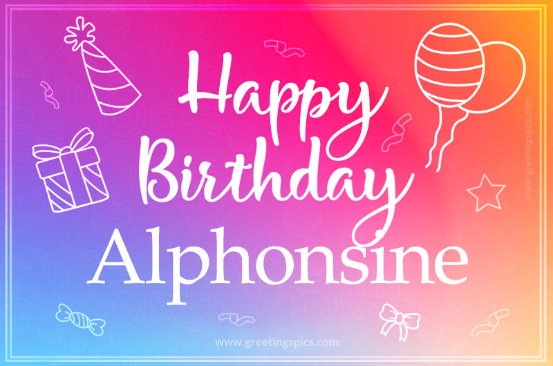 Colorful Happy Birthday Card For Alphonsine