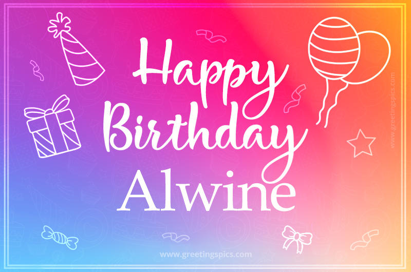 Colorful Happy Birthday Card For Alwine