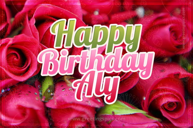 Happy Birthday Aly beautiful Image with red roses