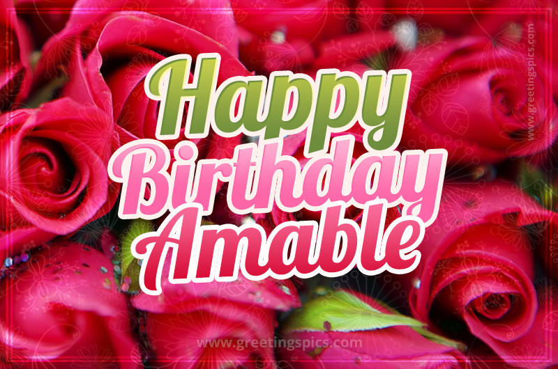 Happy Birthday Amable beautiful Image with red roses