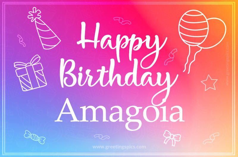 Colorful Happy Birthday Card For Amagoia