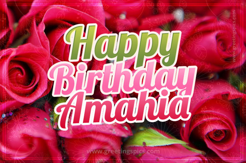 Happy Birthday Amahia beautiful Image with red roses