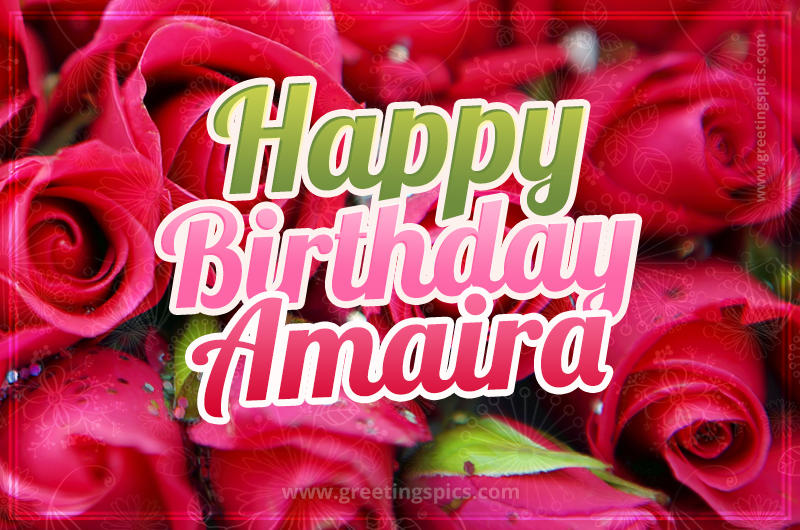 Happy Birthday Amaira beautiful Image with red roses