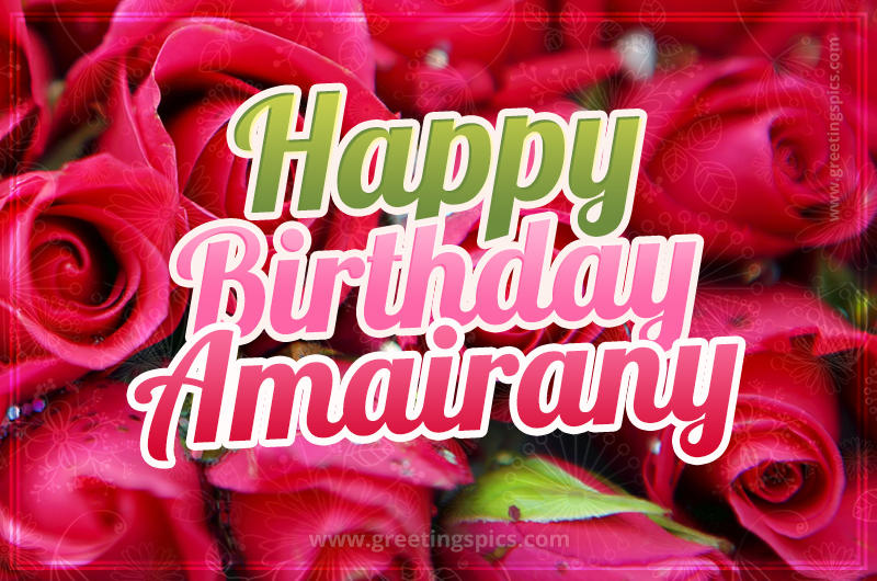 Happy Birthday Amairany beautiful Image with red roses