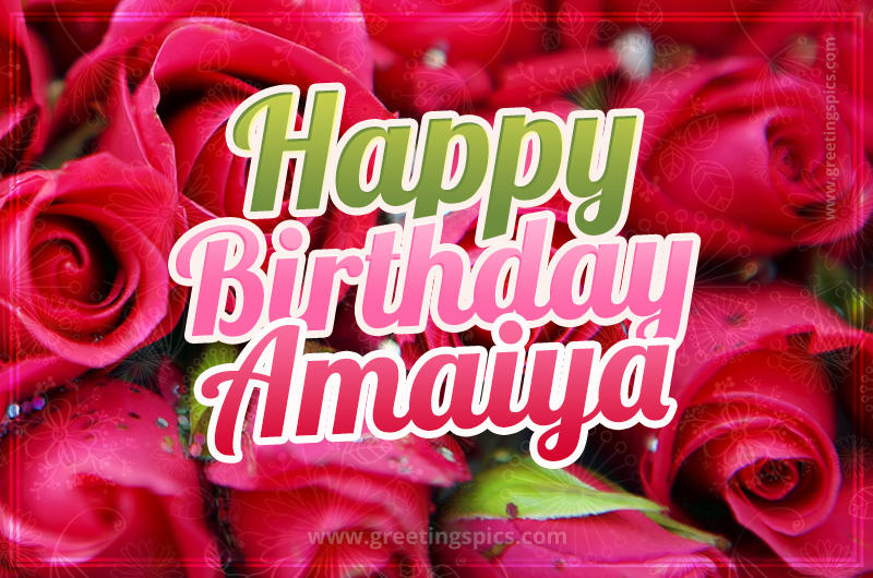 Happy Birthday Amaiya beautiful Image with red roses