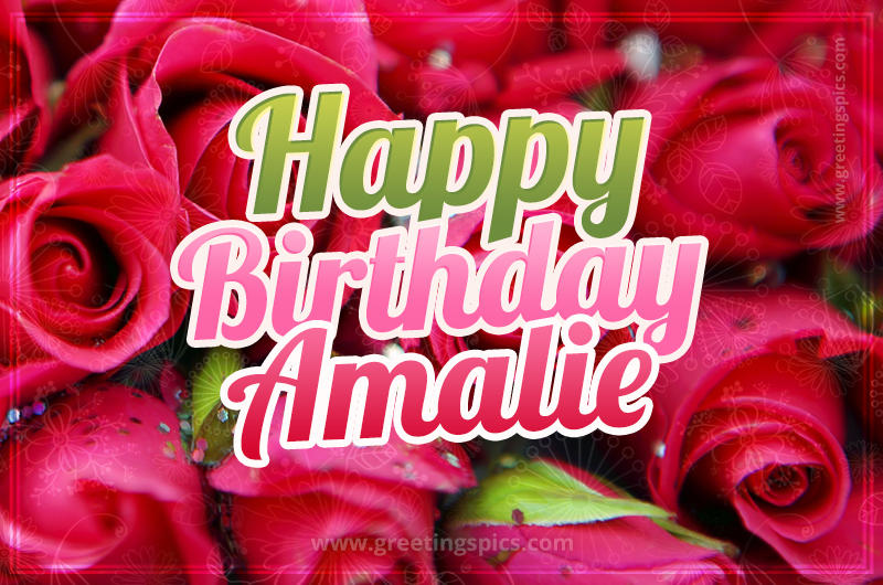 Happy Birthday Amalie beautiful Image with red roses