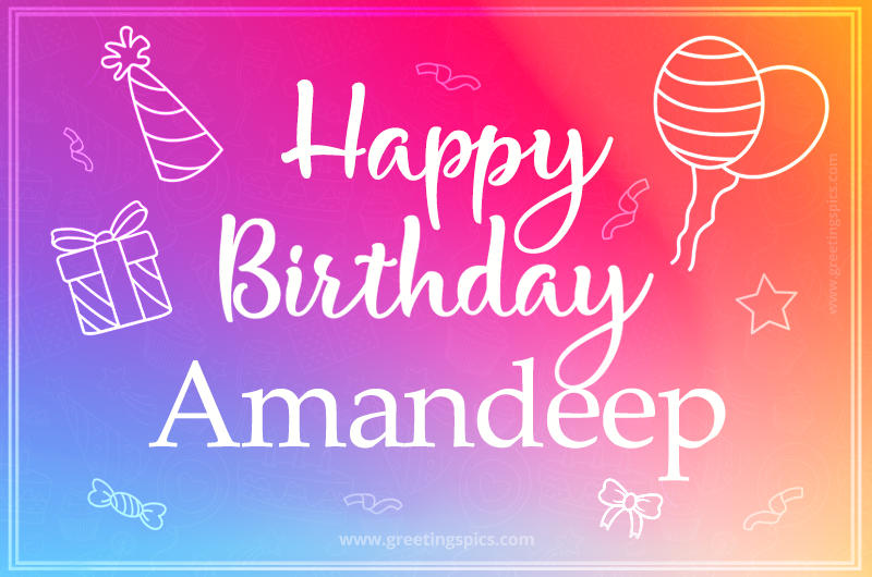 Colorful Happy Birthday Card For Amandeep