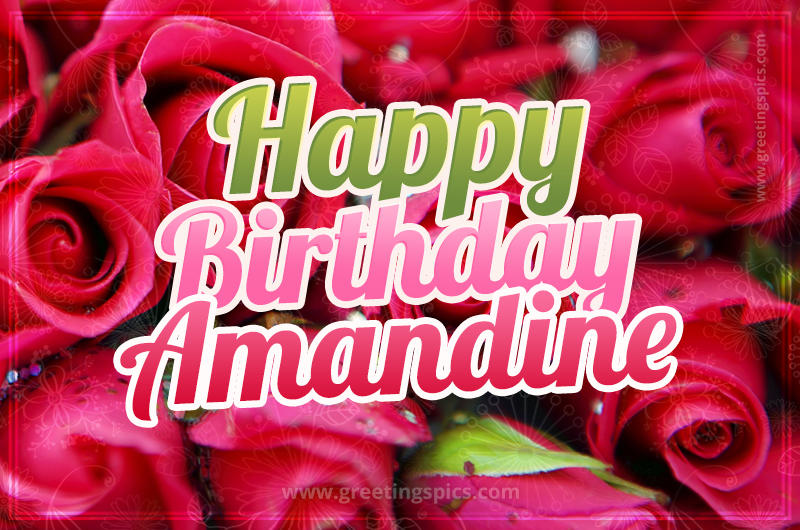 Happy Birthday Amandine beautiful Image with red roses