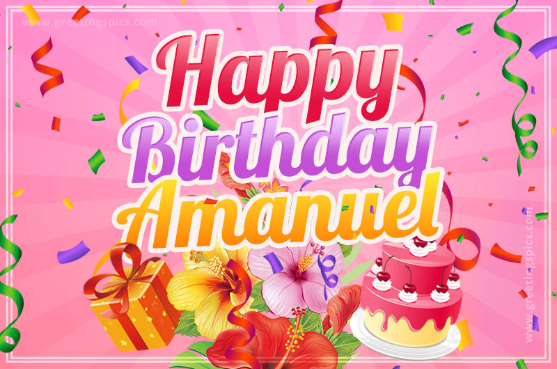 Beautiful Birthday Card for Amanuel with pink background