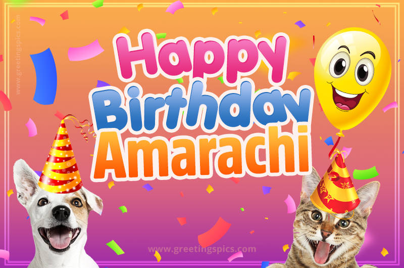 Happy Birthday Amarachi Funny Image with cat and dog