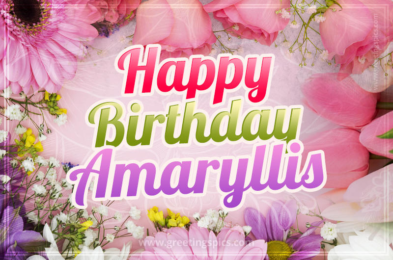 Happy Birthday Amaryllis Picture with beautiful flowers